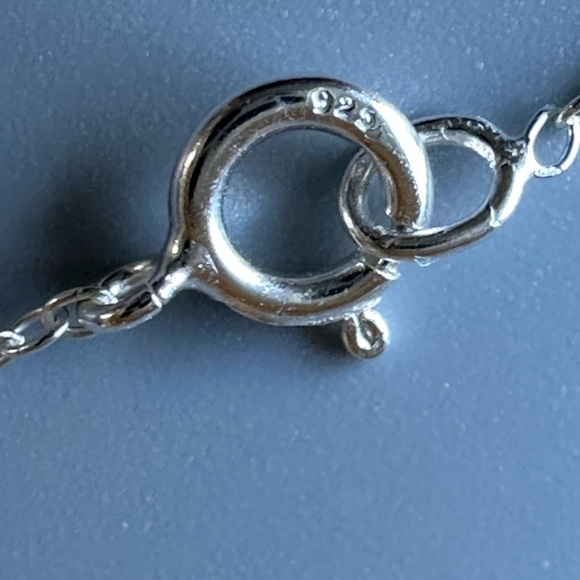 Sterling Silver Flower and Stone Necklace - Picture 6 of 11